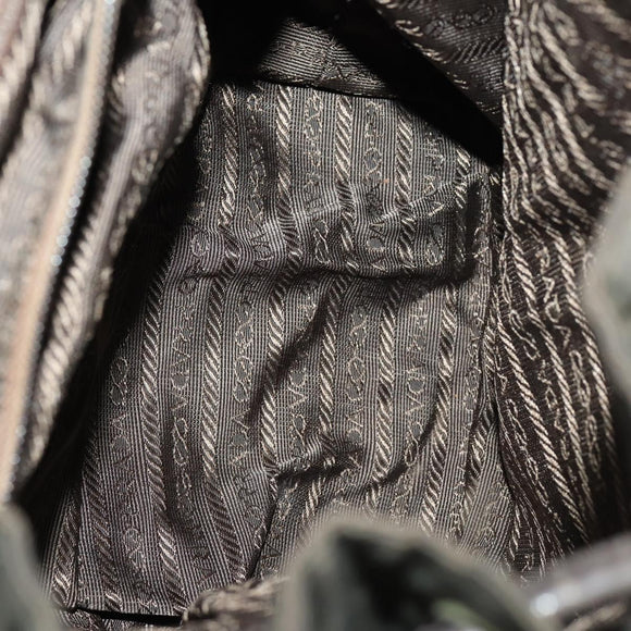 PRADA Backpack Nylon Brown Silver Auth 151544