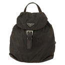 PRADA Backpack Nylon Brown Silver Auth 151544-13