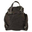 PRADA Backpack Nylon Brown Silver Auth 151544-2