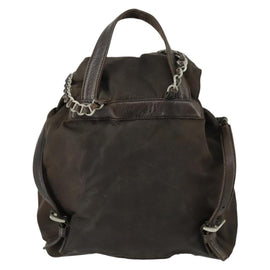 PRADA Backpack Nylon Brown Silver Auth 151544 - 0
