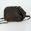 PRADA Backpack Nylon Brown Silver Auth 151544-3