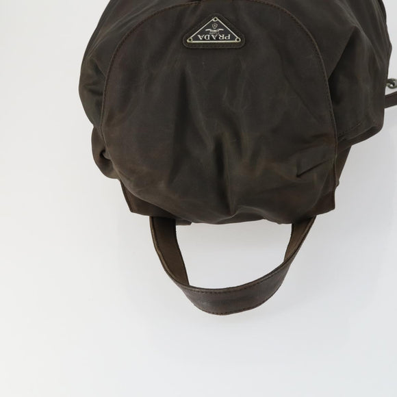 PRADA Backpack Nylon Brown Silver Auth 151544