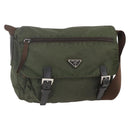 PRADA Shoulder Bag Nylon Green Silver Auth 151545-1