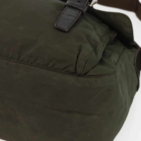PRADA Shoulder Bag Nylon Green Silver Auth 151545