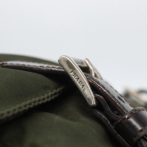 PRADA Shoulder Bag Nylon Green Silver Auth 151545