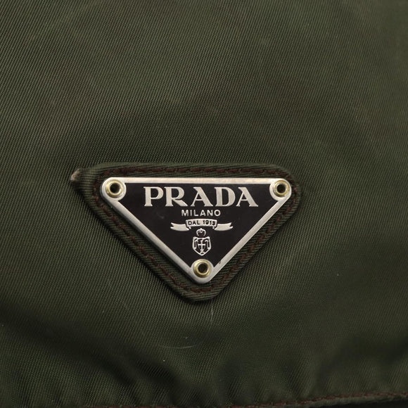 PRADA Shoulder Bag Nylon Green Silver Auth 151545
