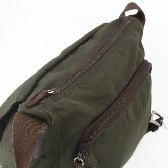PRADA Shoulder Bag Nylon Green Silver Auth 151545