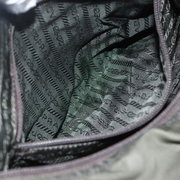 PRADA Shoulder Bag Nylon Green Silver Auth 151545