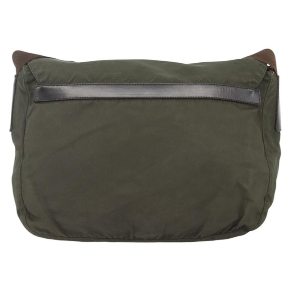 PRADA Shoulder Bag Nylon Green Silver Auth 151545