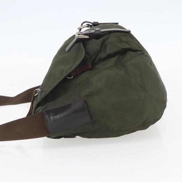 PRADA Shoulder Bag Nylon Green Silver Auth 151545