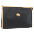 GUCCI Clutch Bag Leather Black Gold Auth 151548-1