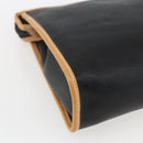 GUCCI Clutch Bag Leather Black Gold Auth 151548-16