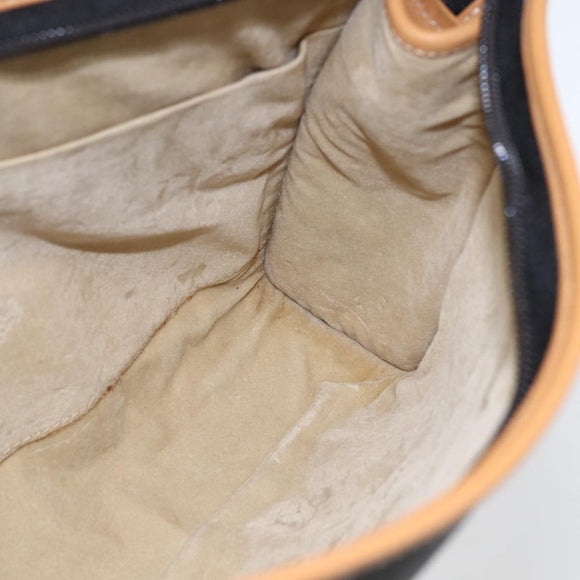 GUCCI Clutch Bag Leather Black Gold Auth 151548