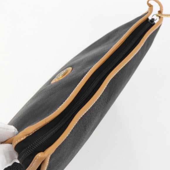 GUCCI Clutch Bag Leather Black Gold Auth 151548