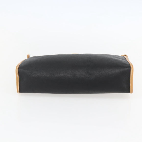 GUCCI Clutch Bag Leather Black Gold Auth 151548