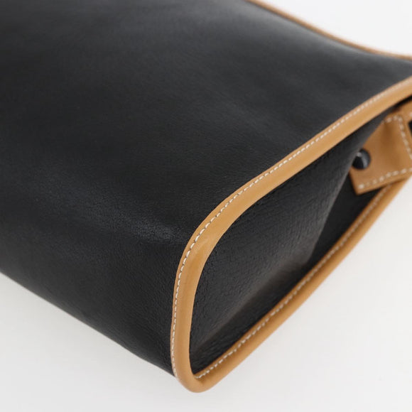 GUCCI Clutch Bag Leather Black Gold Auth 151548