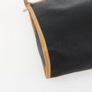 GUCCI Clutch Bag Leather Black Gold Auth 151548-14