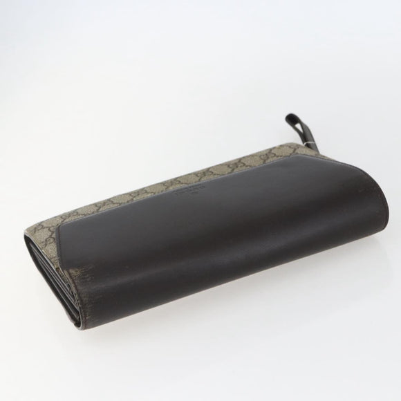 GUCCI GG Supreme Clutch Bag PVC Beige Gold 386852 Auth 151549