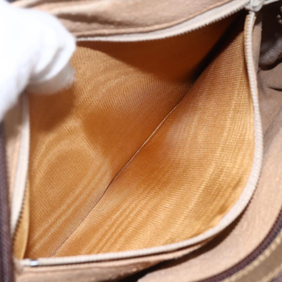 GUCCI GG Plus Supreme Shoulder Bag PVC Leather Beige Gold Auth 151550