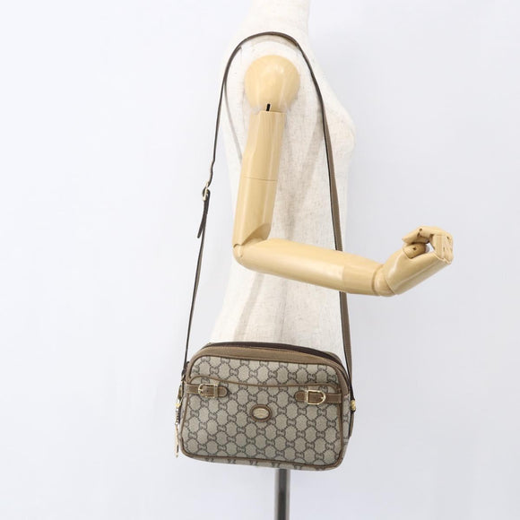 GUCCI GG Plus Supreme Shoulder Bag PVC Leather Beige Gold Auth 151550