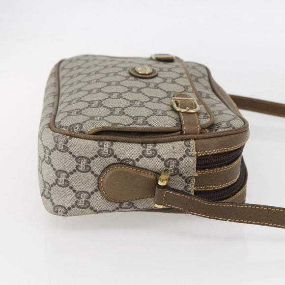 GUCCI GG Plus Supreme Shoulder Bag PVC Leather Beige Gold Auth 151550