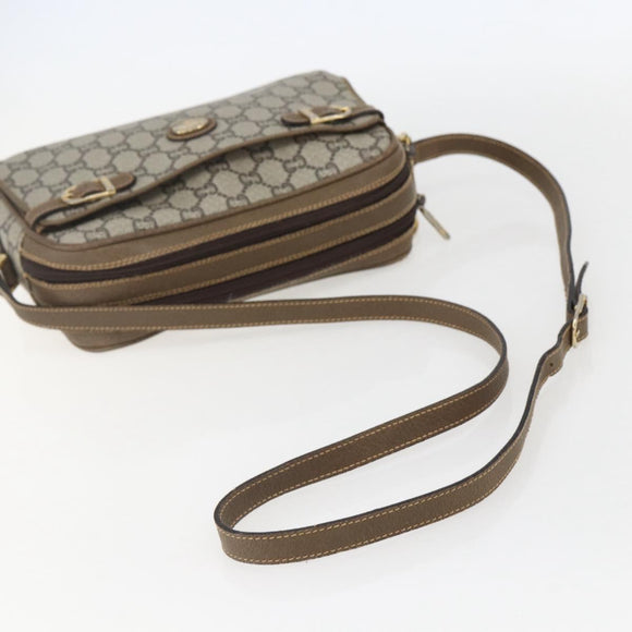 GUCCI GG Plus Supreme Shoulder Bag PVC Leather Beige Gold Auth 151550