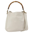 GUCCI Bamboo Shoulder Bag Leather 2way White Gold 001 3444 1638 Auth 151551-1