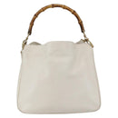 GUCCI Bamboo Shoulder Bag Leather 2way White Gold 001 3444 1638 Auth 151551-2