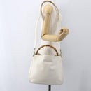 GUCCI Bamboo Shoulder Bag Leather 2way White Gold 001 3444 1638 Auth 151551-22