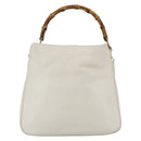 GUCCI Bamboo Shoulder Bag Leather 2way White Gold 001 3444 1638 Auth 151551-3