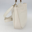 GUCCI Bamboo Shoulder Bag Leather 2way White Gold 001 3444 1638 Auth 151551-5