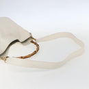 GUCCI Bamboo Shoulder Bag Leather 2way White Gold 001 3444 1638 Auth 151551-8