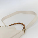 GUCCI Bamboo Shoulder Bag Leather 2way White Gold 001 3444 1638 Auth 151551-9