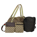 GUCCI GG Canvas Shoulder Bag 3 Set Beige Brown black Auth 151555-1