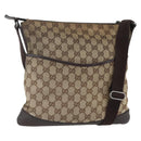 GUCCI GG Canvas Shoulder Bag Beige Silver 145857 Auth 151556-1