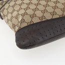 GUCCI GG Canvas Shoulder Bag Beige Silver 145857 Auth 151556-11