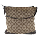 GUCCI GG Canvas Shoulder Bag Beige Silver 145857 Auth 151556-2