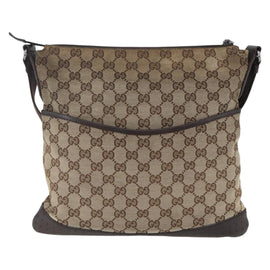 GUCCI GG Canvas Shoulder Bag Beige Silver 145857 Auth 151556 - 0