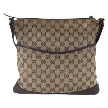GUCCI GG Canvas Shoulder Bag Beige Silver 145857 Auth 151556 - 0