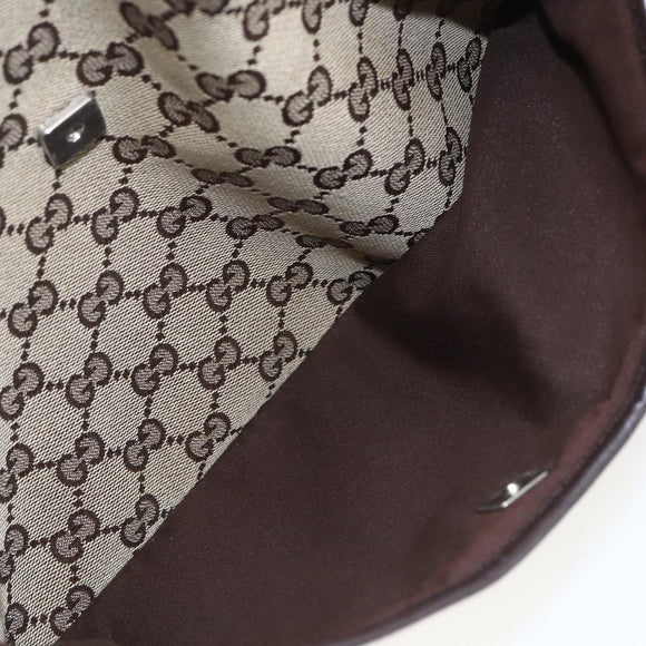 GUCCI GG Canvas Shoulder Bag Beige Silver 145857 Auth 151556