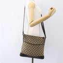 GUCCI GG Canvas Shoulder Bag Beige Silver 145857 Auth 151556-23