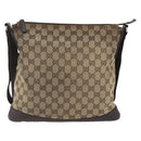 GUCCI GG Canvas Shoulder Bag Beige Silver 145857 Auth 151556-3