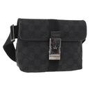 GUCCI GG Canvas Waist Bag Black Silver 131236 Auth 151557-1