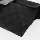 GUCCI GG Canvas Waist Bag Black Silver 131236 Auth 151557-16