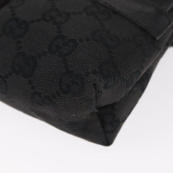 GUCCI GG Canvas Waist Bag Black Silver 131236 Auth 151557