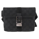 GUCCI GG Canvas Waist Bag Black Silver 131236 Auth 151557-13