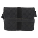 GUCCI GG Canvas Waist Bag Black Silver 131236 Auth 151557-2
