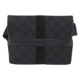 GUCCI GG Canvas Waist Bag Black Silver 131236 Auth 151557 - 0