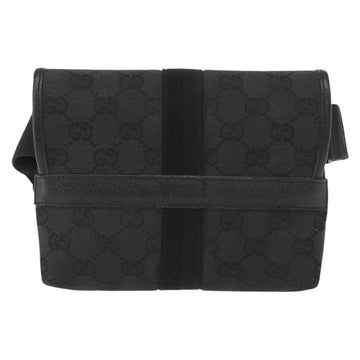 GUCCI GG Canvas Waist Bag Black Silver 131236 Auth 151557 - 0