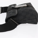 GUCCI GG Canvas Waist Bag Black Silver 131236 Auth 151557-4